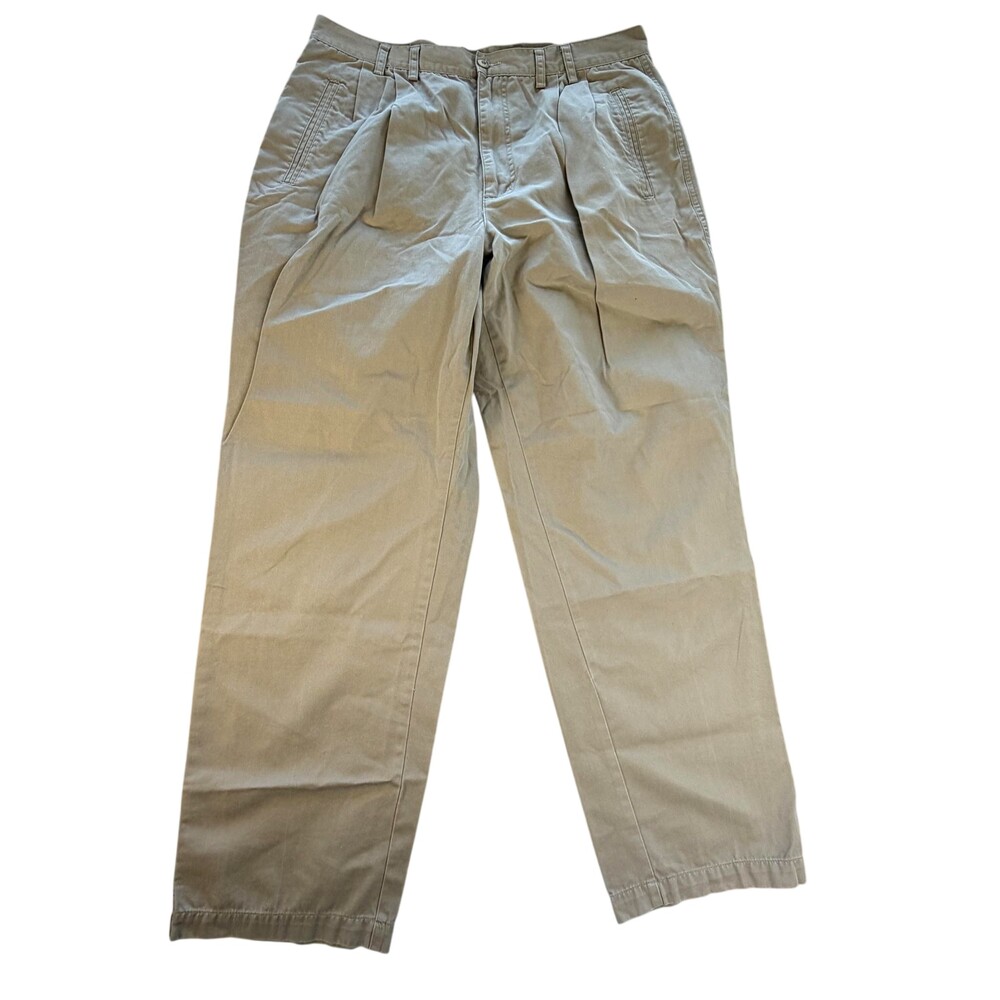 Greg Norman Collection Pants Mens 36x30 Beige Pleated Relaxed Khakis Cotton